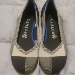 Rothy's The Flat Cap Toe Black & Cream Lk New Sz 9